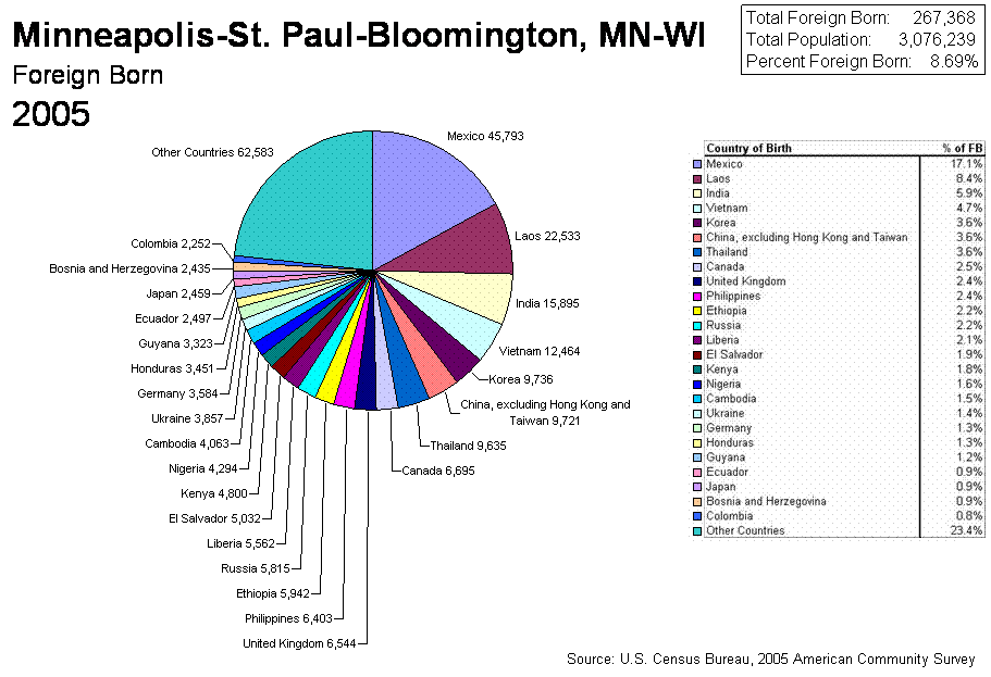 Pie Chart of 2005 Census Minneapolis-St. Paul-Bloomington, MN-WI