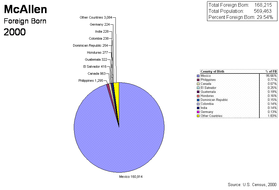 Pie Chart of 2000 Census McAllen