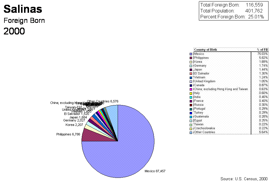 Pie Chart for 2000 Census Salinas