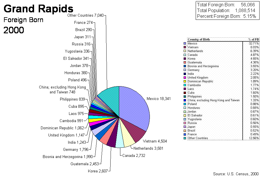 Pie Chart of 2000 Census Grand Rapids