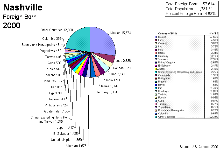 Pie Chart of 2000 Census Nashville 