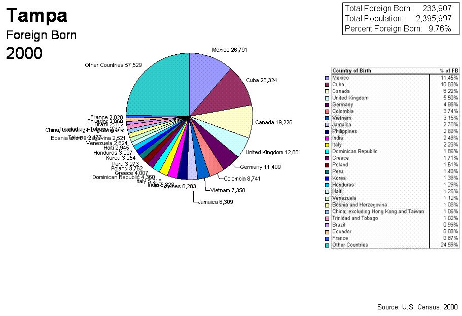Pie Chart to 2000 Census Tampa